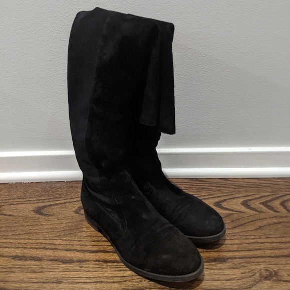 Audrey Brooke Tamela Over the Knee Black Suede Boots - Picture 3 of 6